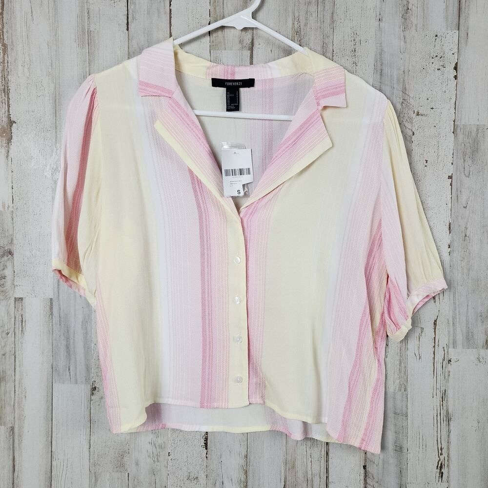 Forever 21 Sunshine Striped Crop Top Size Small